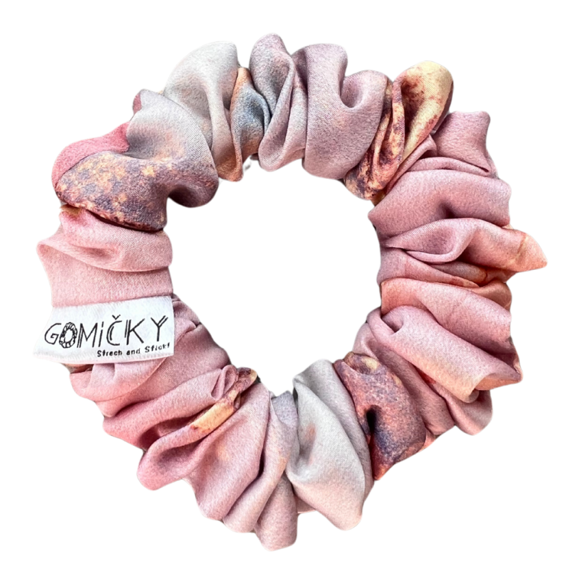 Scrunchie saténová gumička do vlasů - Princess Marble - Velikost gumičky: 👩🏼‍🦱 Lady - vel. ⌀8cm