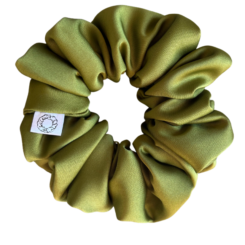 Scrunchie saténová gumička do vlasů - Mossy - Velikost gumičky: 👩🏼‍🦱 Lady - vel. ⌀8cm