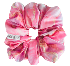 Scrunchie Saténová gumička do vlasů - Pinky Marble