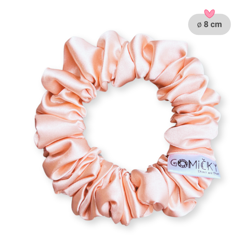 Scrunchie saténová gumička do vlasů - Salmon - Velikost gumičky: 👩🏼‍🦱 Lady - vel. ⌀8cm