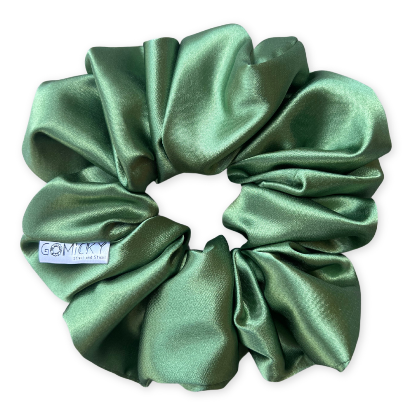 Scrunchie saténová gumička do vlasů - Esmeralda - Velikost gumičky: 👩🏼‍🦱 Lady - vel. ⌀8cm