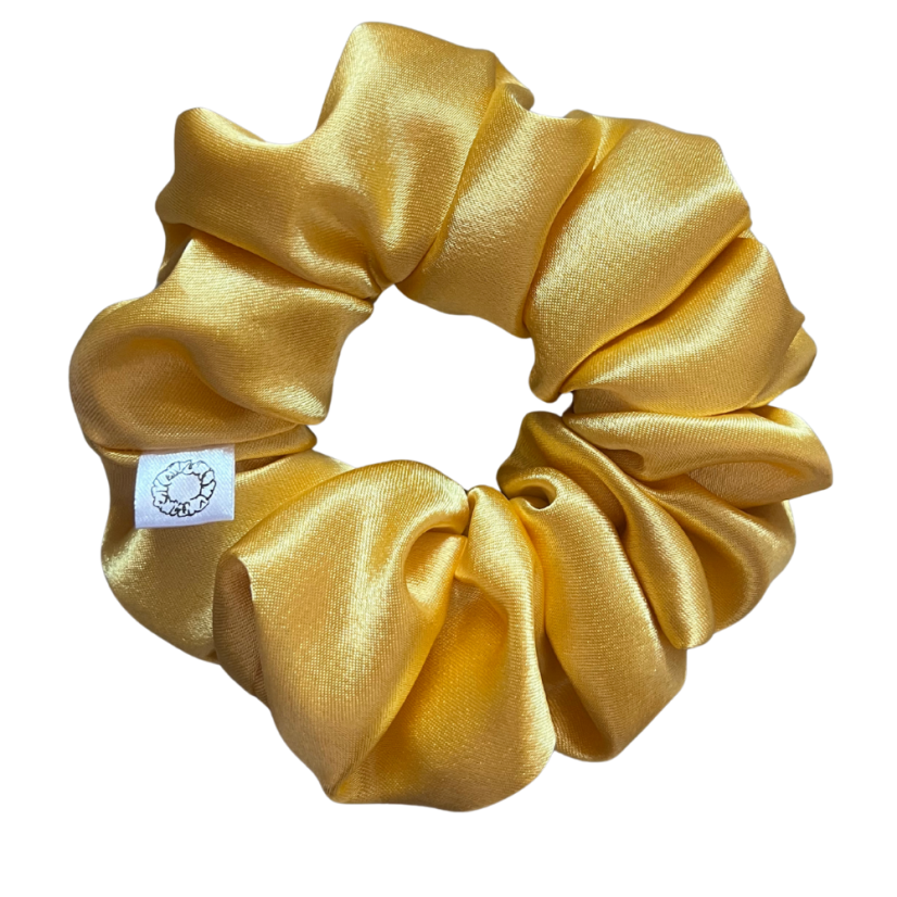 Scrunchie saténová gumička do vlasů - Sunshine - Velikost gumičky: 👩🏼‍🦱 Lady - vel. ⌀8cm