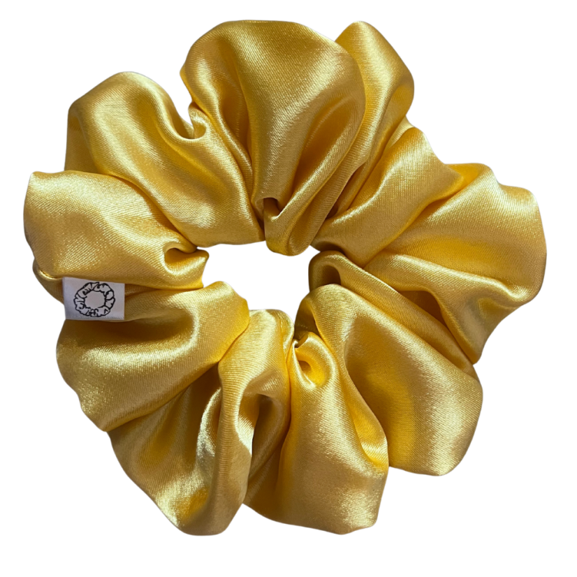 Scrunchie saténová gumička do vlasů - Sunshine - Velikost gumičky: 👩🏼‍🦱 Lady - vel. ⌀8cm