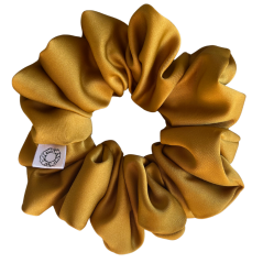 Scrunchie saténová gumička do vlasů - Mustard