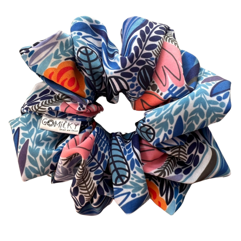 Scrunchie Silky gumička do vlasů - Florets - Velikost gumičky: 👸🏼Princess - vel. ⌀12cm