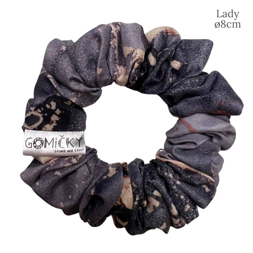 Scrunchie Silky gumička do vlasů - Grey Marble