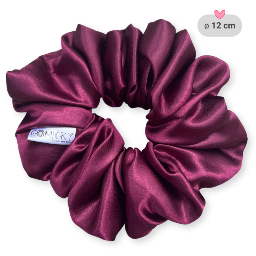 Scrunchie saténová gumička do vlasů - Bordeaux
