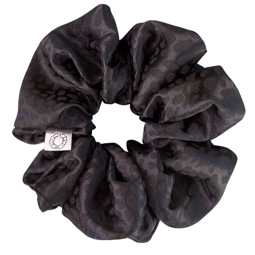 Scrunchie saténová gumička do vlasů - Charcoal - Velikost gumičky: 👸🏼Princess - vel. ⌀12cm