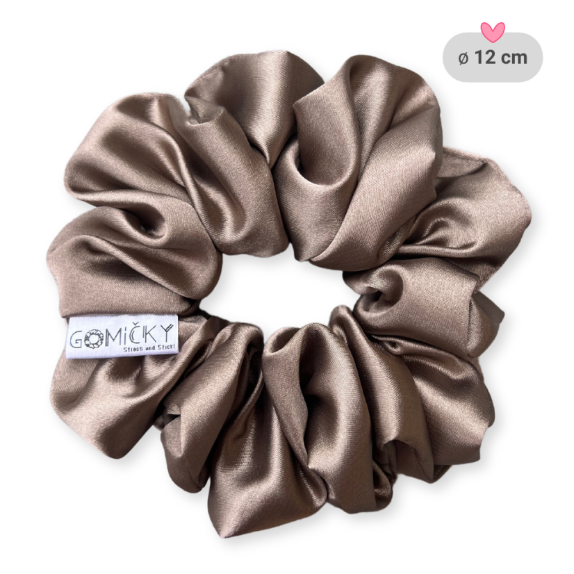Scrunchie saténová gumička do vlasů - Feather - Velikost gumičky: 👩🏼‍🦱 Lady - vel. ⌀8cm