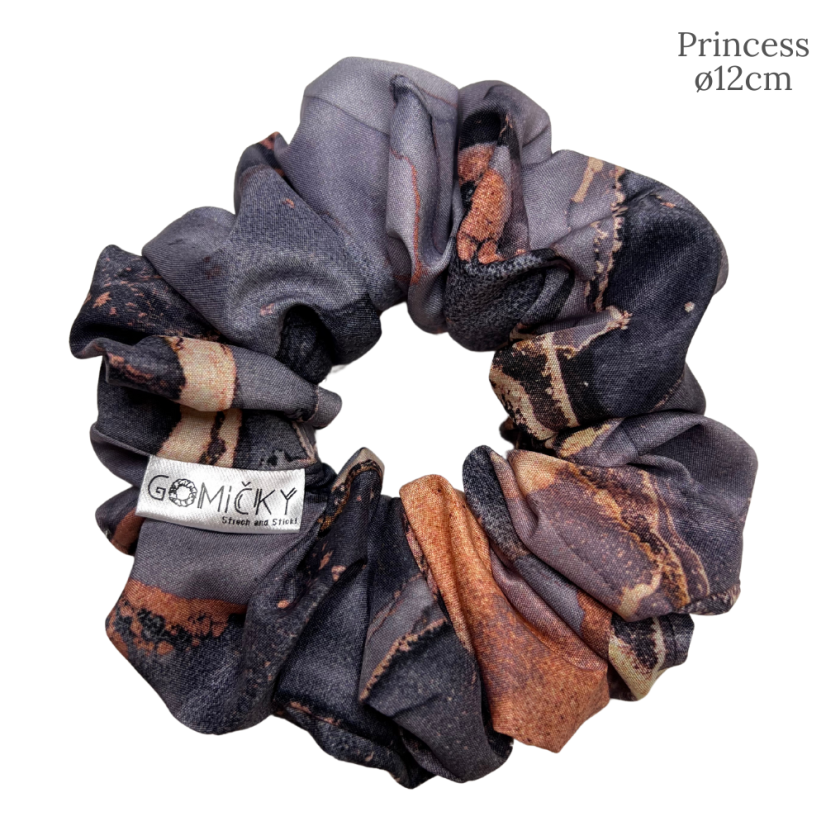 Scrunchie Silky gumička do vlasů - Grey Marble