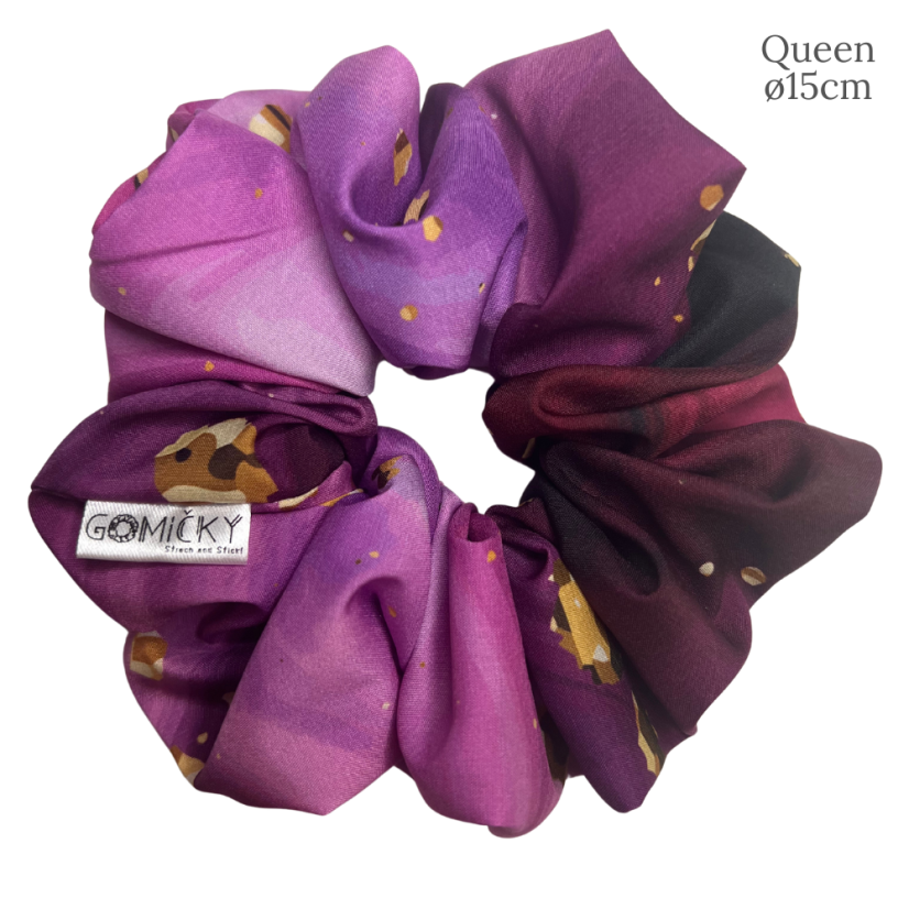 Scrunchie Silky gumička do vlasů - Plum Marble - Velikost gumičky: 👩🏼‍🦱 Lady - vel. ⌀8cm