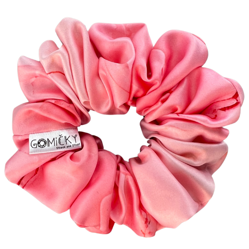 Scrunchie saténová gumička do vlasů - Blush - Velikost gumičky: 🫅🏻Queen - vel. ⌀15cm