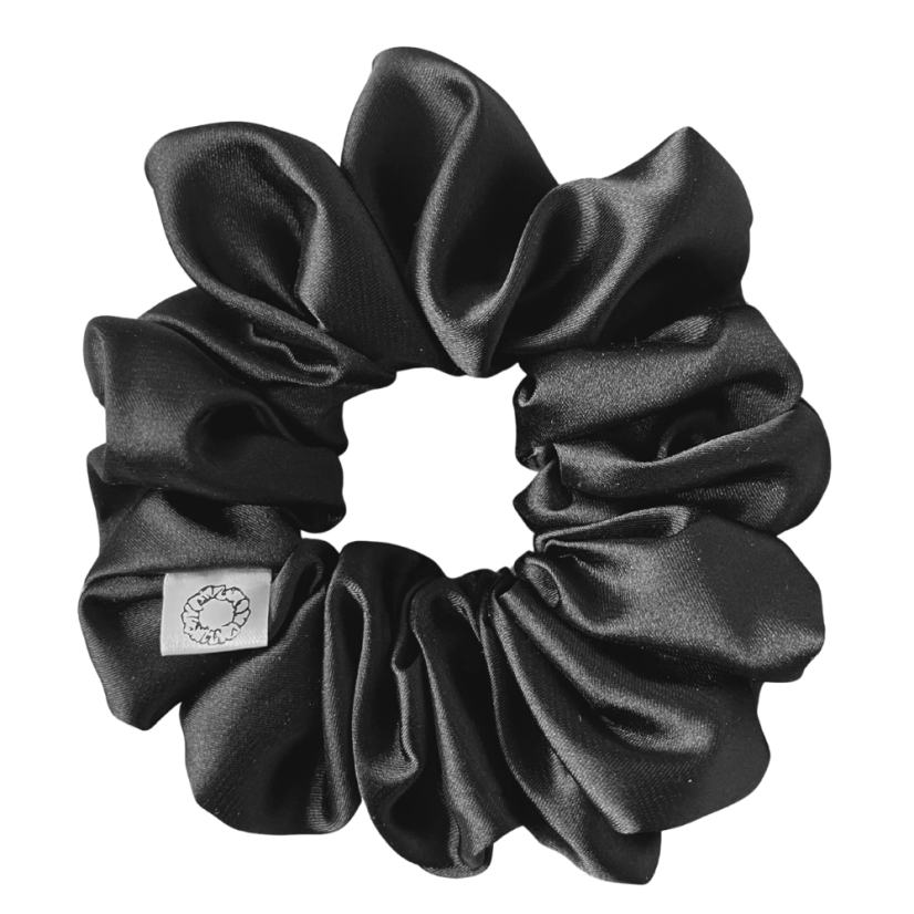 Černá saténová gumička do vlasů | Onyx - Velikost gumičky: 🫅🏻Queen - vel. ⌀15cm