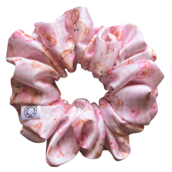 Scrunchie saténová gumička do vlasů - Medvídek