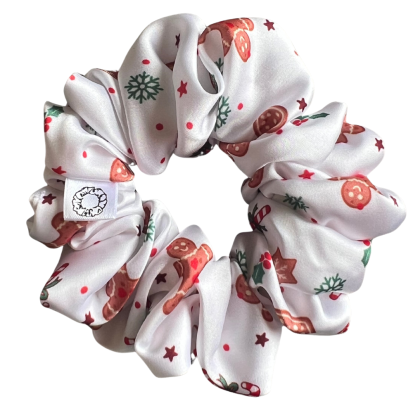 Scrunchie saténová gumička do vlasů - Perníček