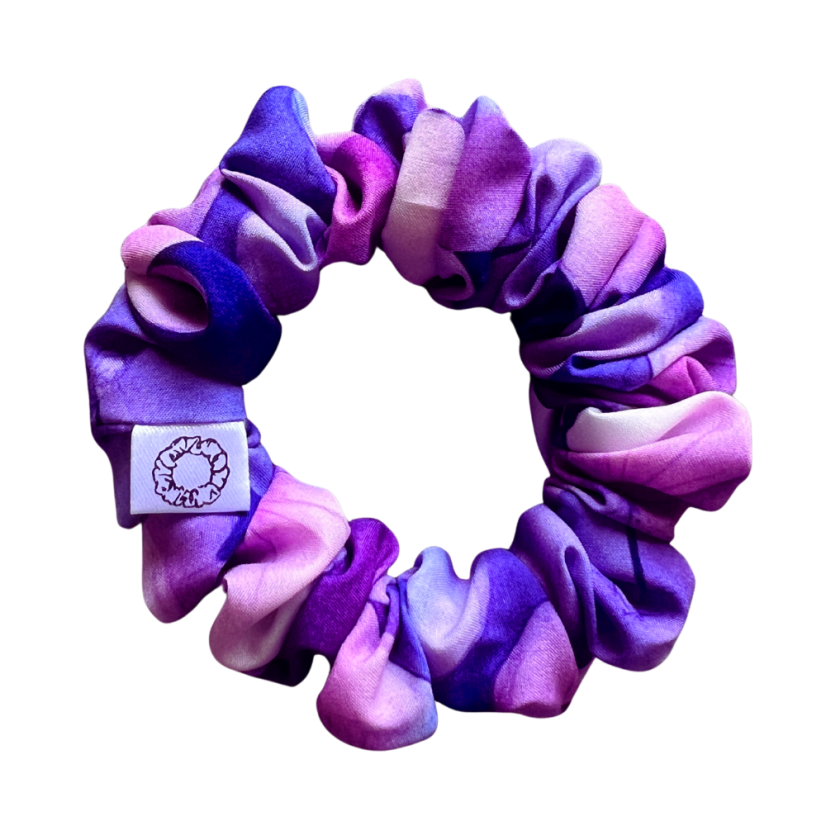 Látková Scrunchie gumička do vlasů - Hortenzie - Velikost gumičky: 👩🏼‍🦱 Lady - vel. ⌀8cm