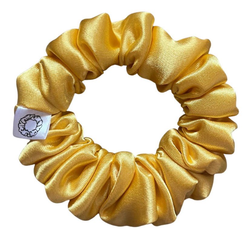 Scrunchie saténová gumička do vlasů - Sunshine - Velikost gumičky: 👩🏼‍🦱 Lady - vel. ⌀8cm