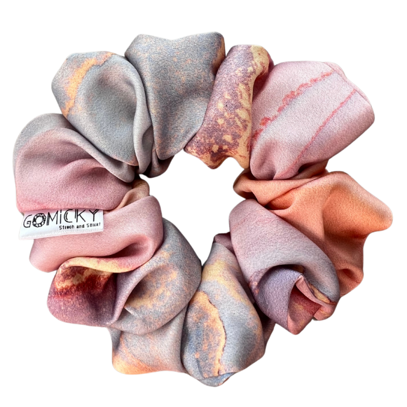 Scrunchie saténová gumička do vlasů - Princess Marble - Velikost gumičky: 👩🏼‍🦱 Lady - vel. ⌀8cm