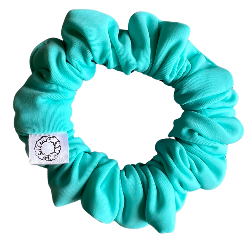 Scrunchie gumička do vlasů z plavkoviny - Turquoise - Velikost gumičky: 👸🏼Princess - vel. ⌀12cm