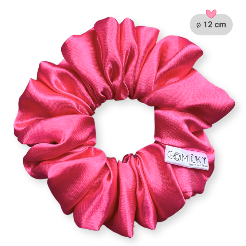 Scrunchie saténová gumička do vlasů - Barbie - Velikost gumičky: 🫅🏻Queen - vel. ⌀15cm