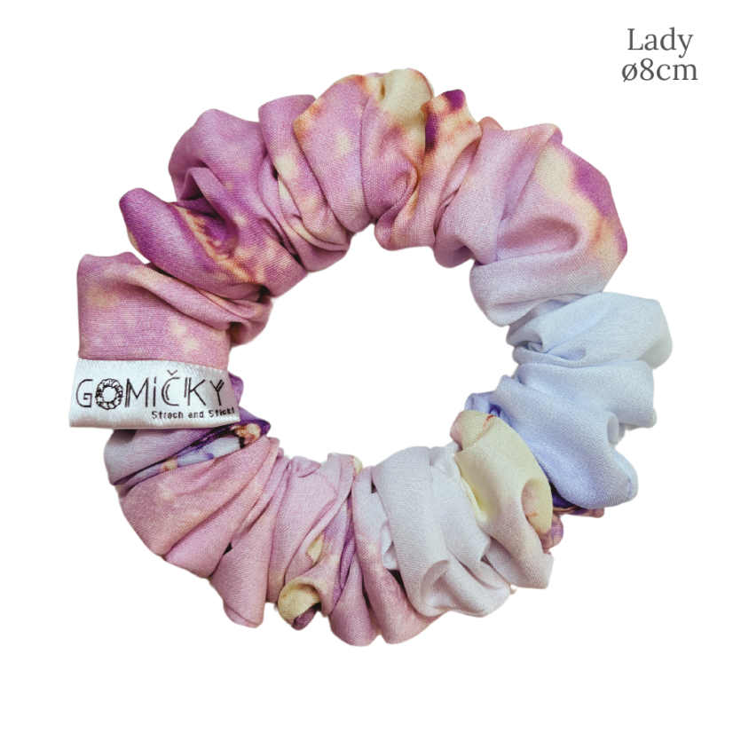 Scrunchie Silky gumička do vlasů - Pink Marble - Velikost gumičky: 👩🏼‍🦱 Lady - vel. ⌀8cm
