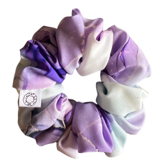 Látková Scrunchie gumička do vlasů - Ametyst Maramor