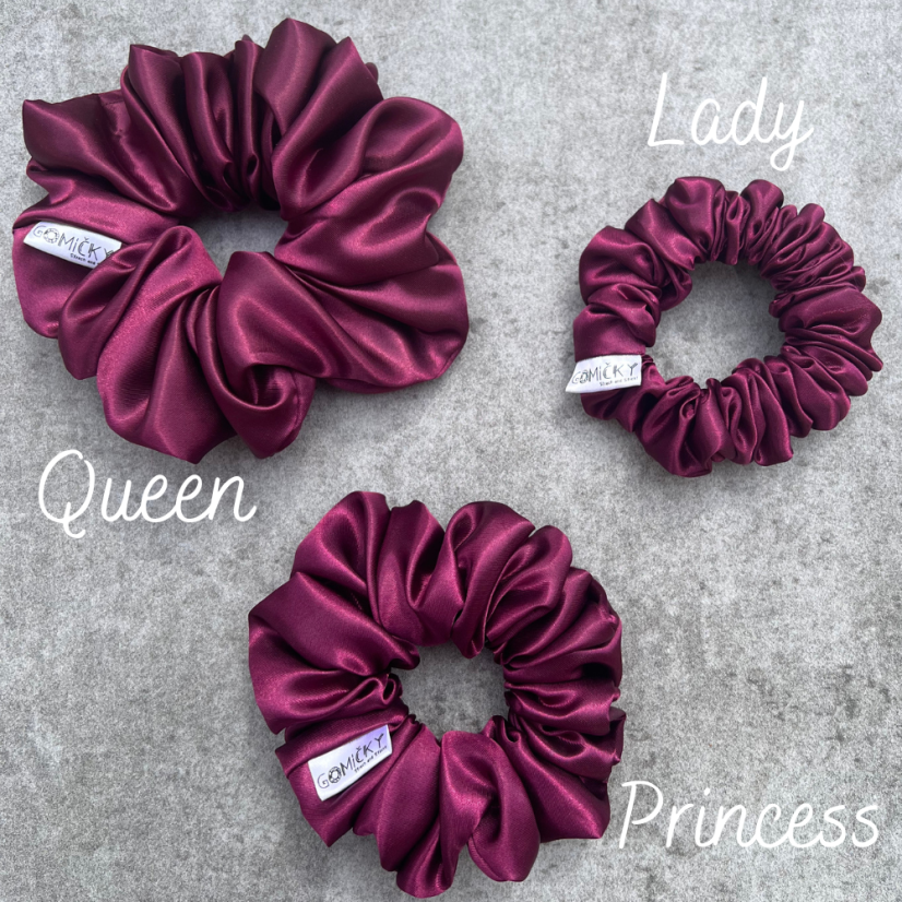 Scrunchie saténová gumička do vlasů - Bordeaux