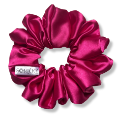Scrunchie saténová gumička do vlasů - Magenta