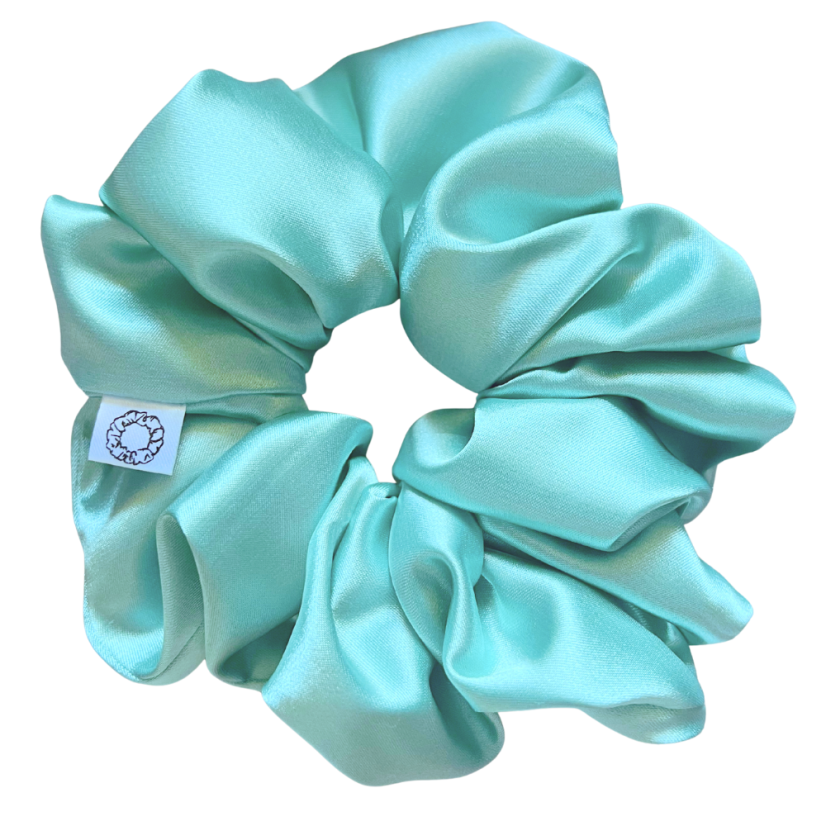 Scrunchie saténová gumička do vlasů - Mint - Velikost gumičky: 👩🏼‍🦱 Lady - vel. ⌀8cm