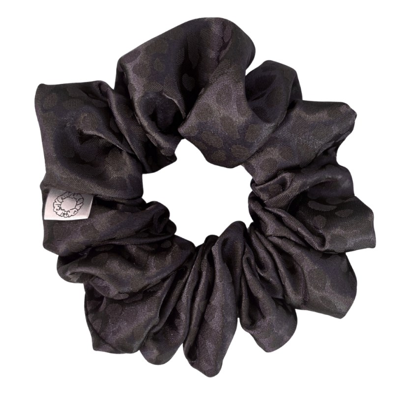 Scrunchie saténová gumička do vlasů - Charcoal - Velikost gumičky: 👸🏼Princess - vel. ⌀12cm