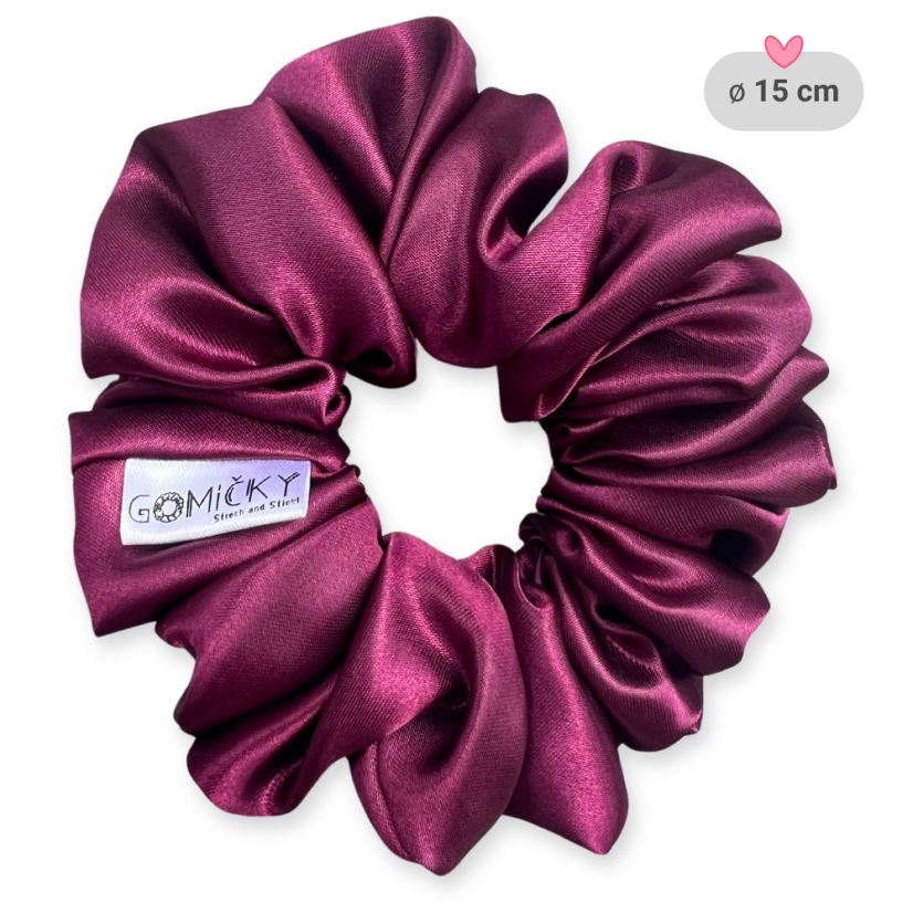 Scrunchie saténová gumička do vlasů - Bordeaux