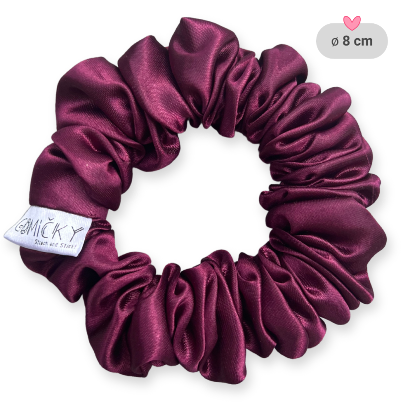 Scrunchie saténová gumička do vlasů - Bordeaux