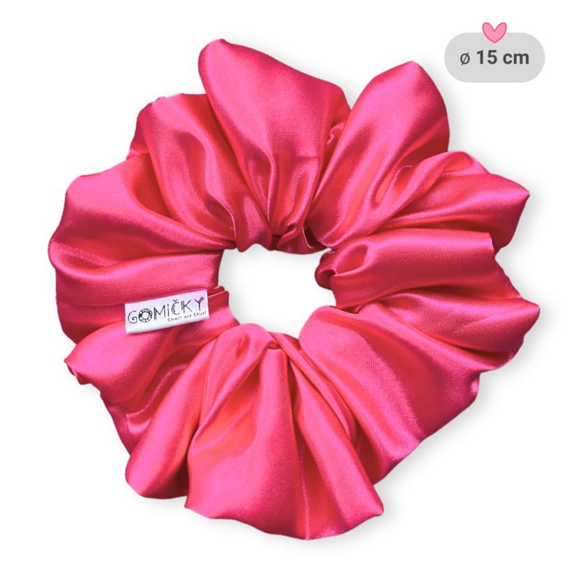 Scrunchie saténová gumička do vlasů - Barbie - Velikost gumičky: 🫅🏻Queen - vel. ⌀15cm