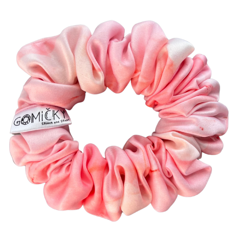 Scrunchie saténová gumička do vlasů - Blush - Velikost gumičky: 👸🏼Princess - vel. ⌀12cm