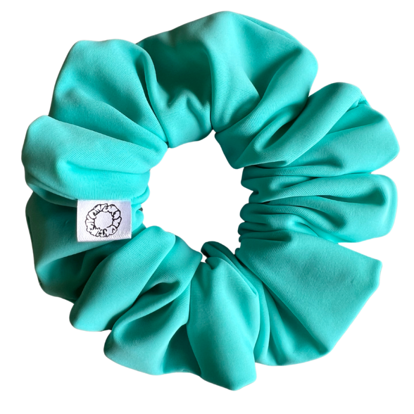 Scrunchie gumička do vlasů z plavkoviny - Turquoise - Velikost gumičky: 👸🏼Princess - vel. ⌀12cm