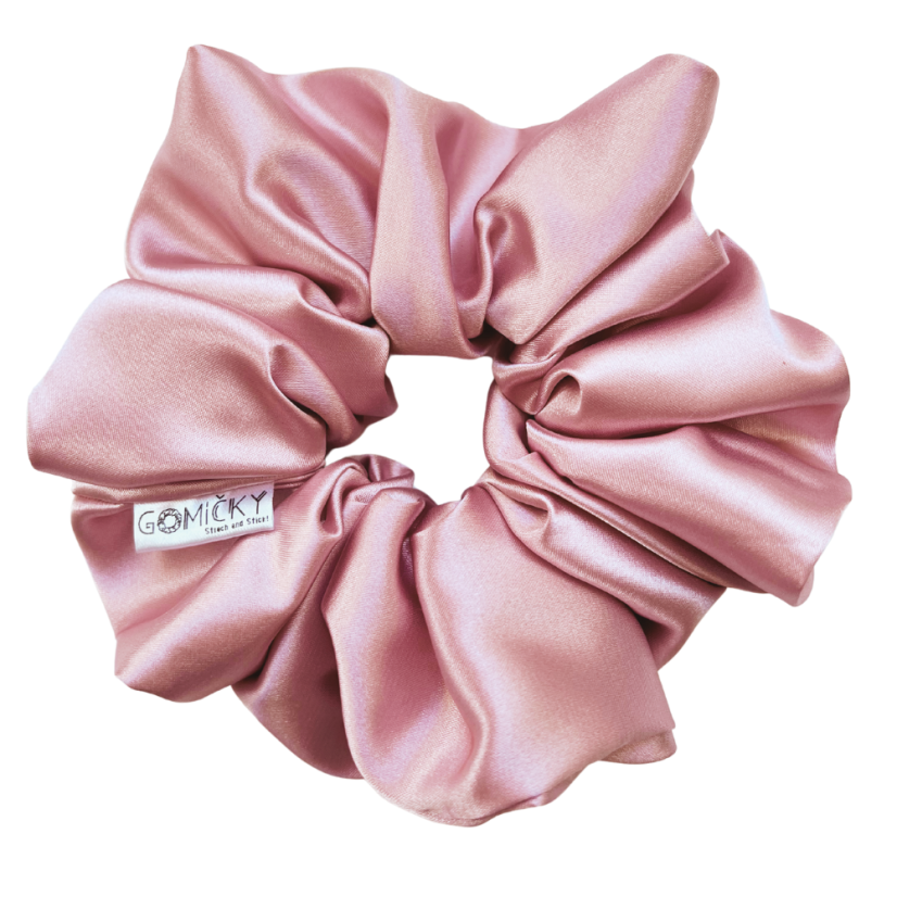 Scrunchie saténová gumička do vlasů - Ballerina - Velikost gumičky: 👩🏼‍🦱 Lady - vel. ⌀8cm