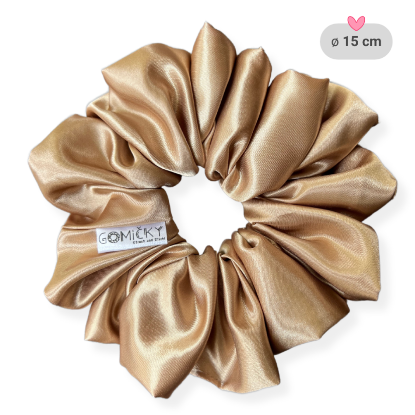 Scrunchie saténová gumička do vlasů - Goldie - Velikost gumičky: 👩🏼‍🦱 Lady - vel. ⌀8cm