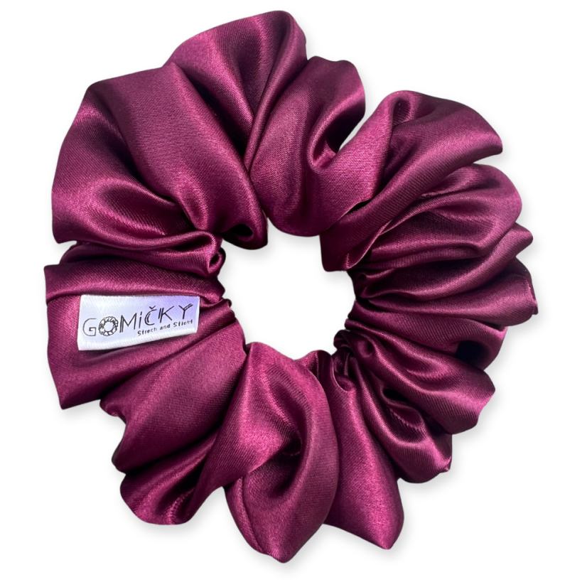 Scrunchie saténová gumička do vlasů - Bordeaux