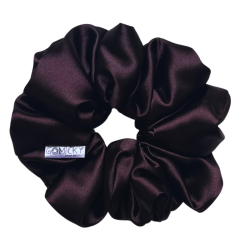 Scrunchie saténová gumička do vlasů - Chocolate